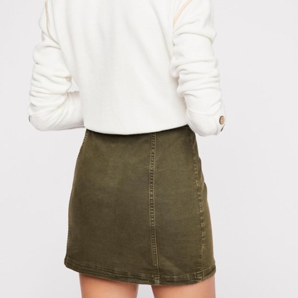 Free People Green Button Mini Skirt - Picture 5 of 5